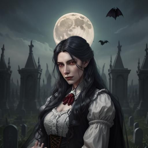 Dracula Graveyard Portrait in Art Nouveau Style