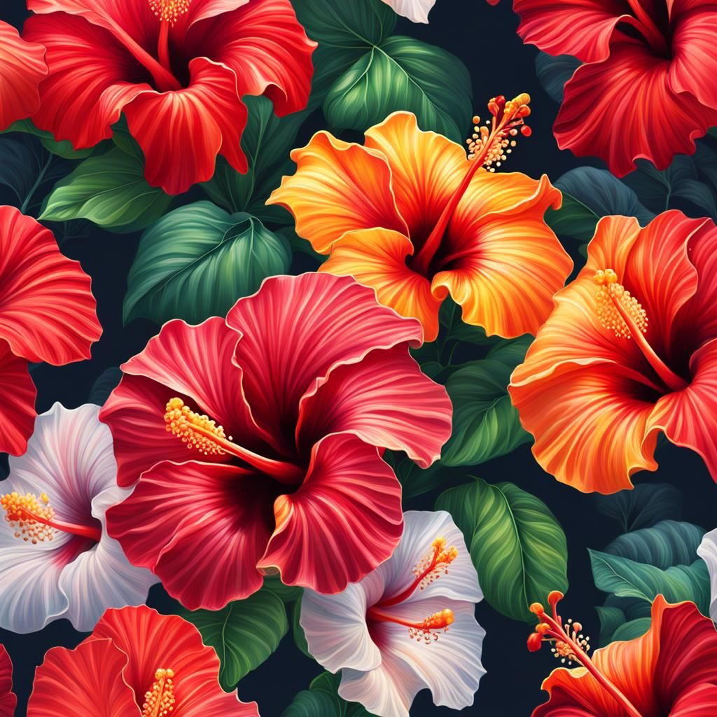 Hyperrealistic Hibiscus Flower Splash Art