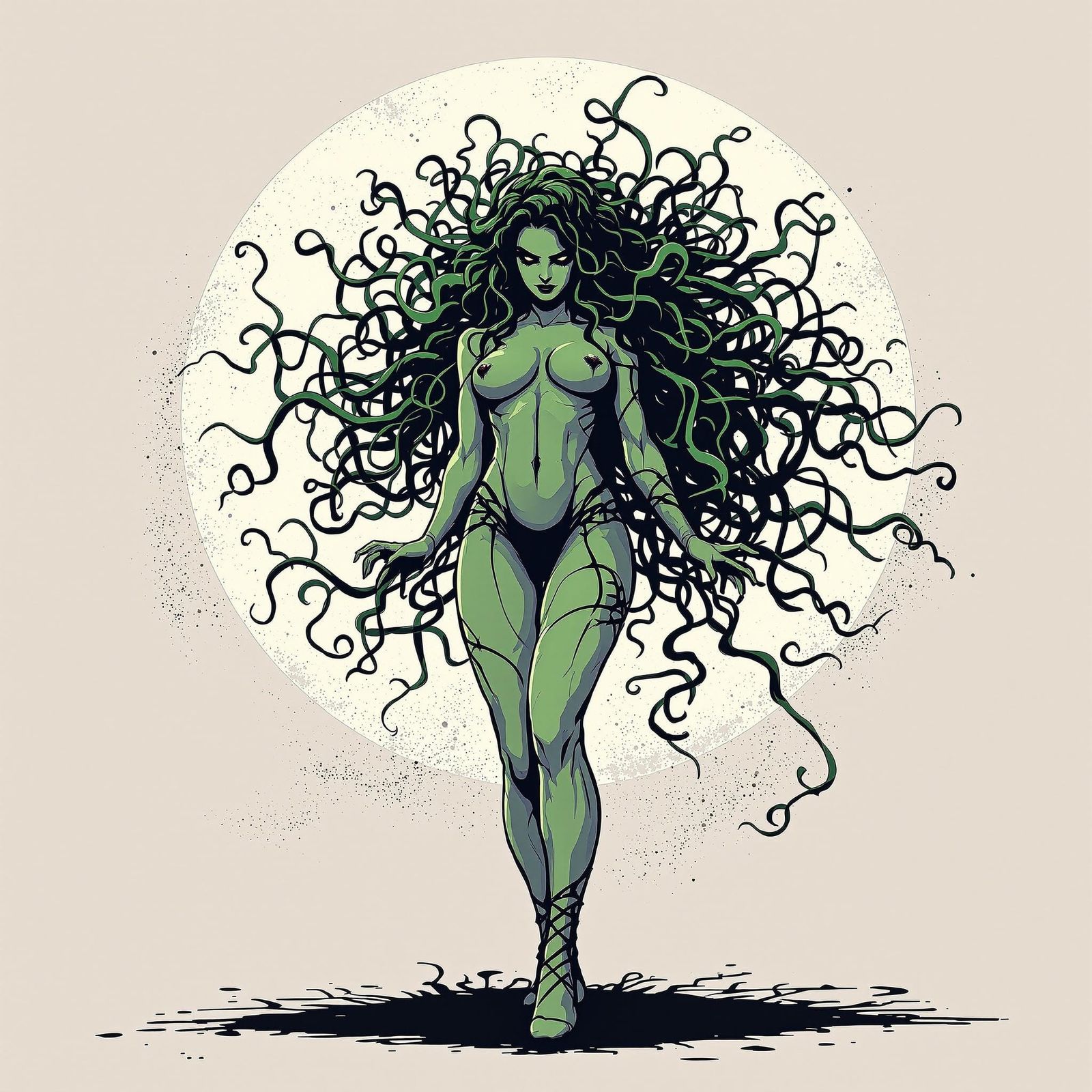 Medusa in Abigail Larson Style, Green Palette
