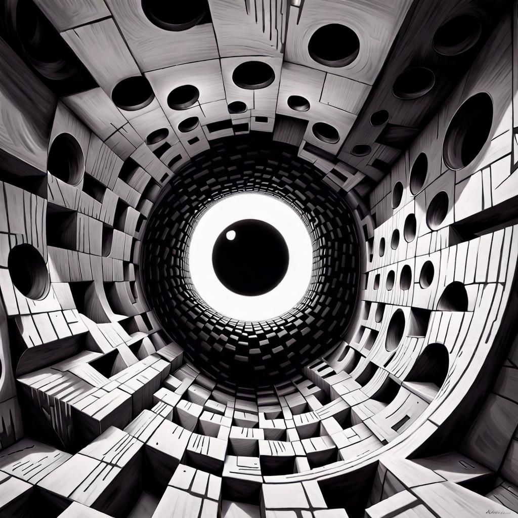 Monochromatic Black Hole Optical Illusion in Graffiti Art