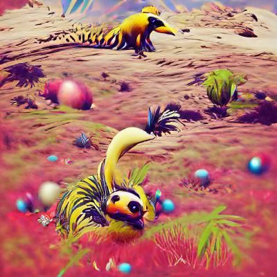 Cartoon Creature on Exotic Alien Planet