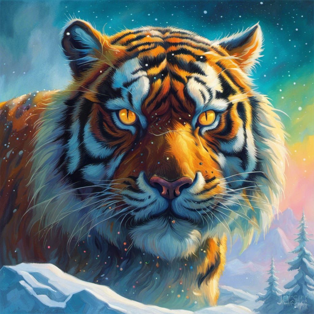 Sabre-Toothed Tiger Portrait in Detailed Fantasy Art
