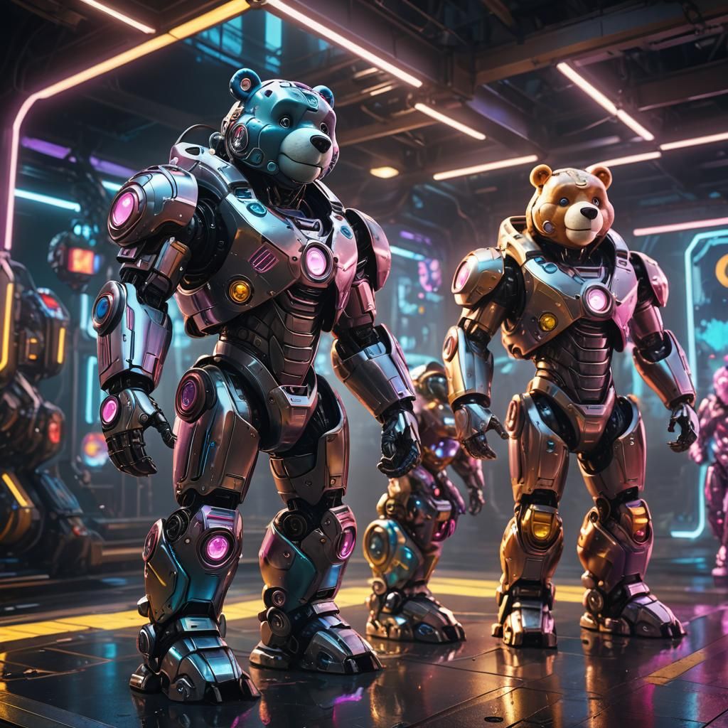 Sci-Fi Care Bears in Futuristic Mech Suits