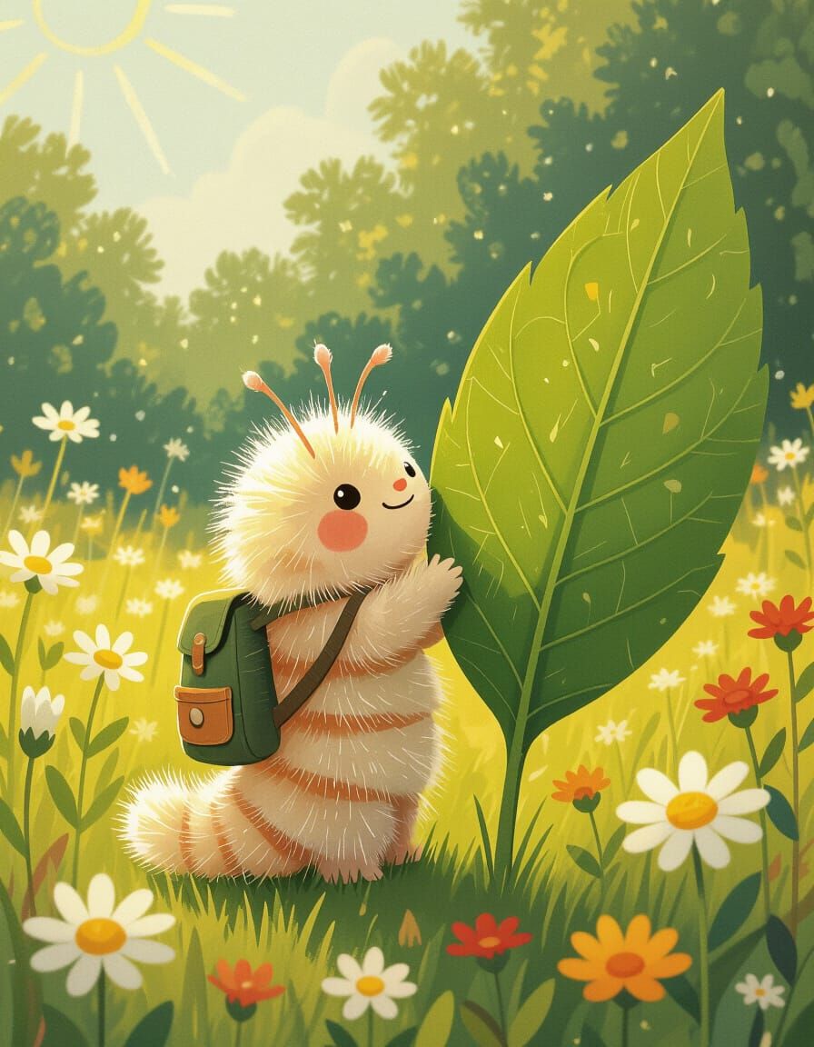 Whimsical Caterpillar's Sunny Meadow Adventure