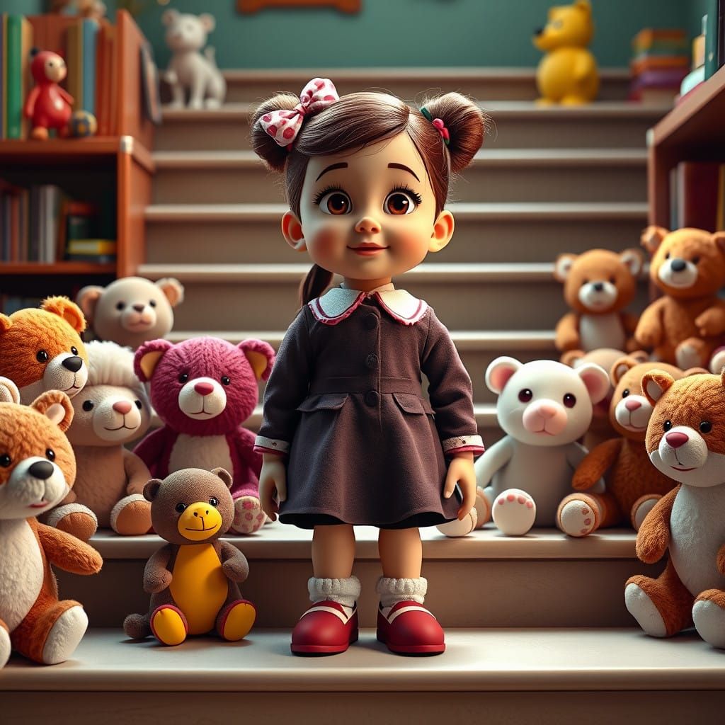 Whimsical Stuffed Animal Classroom Scene in Vibrant Colors