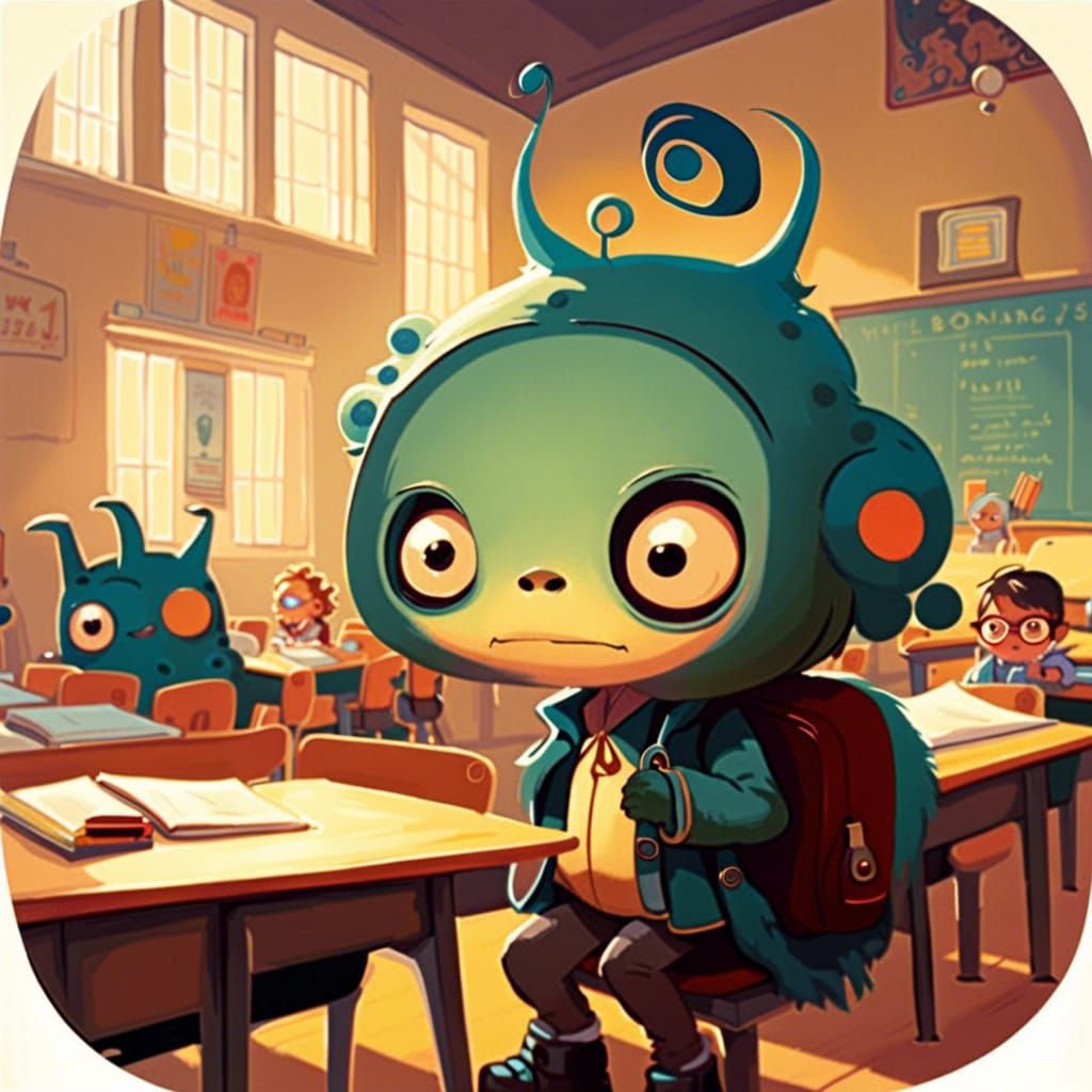 Adorable Monster's First Day of School