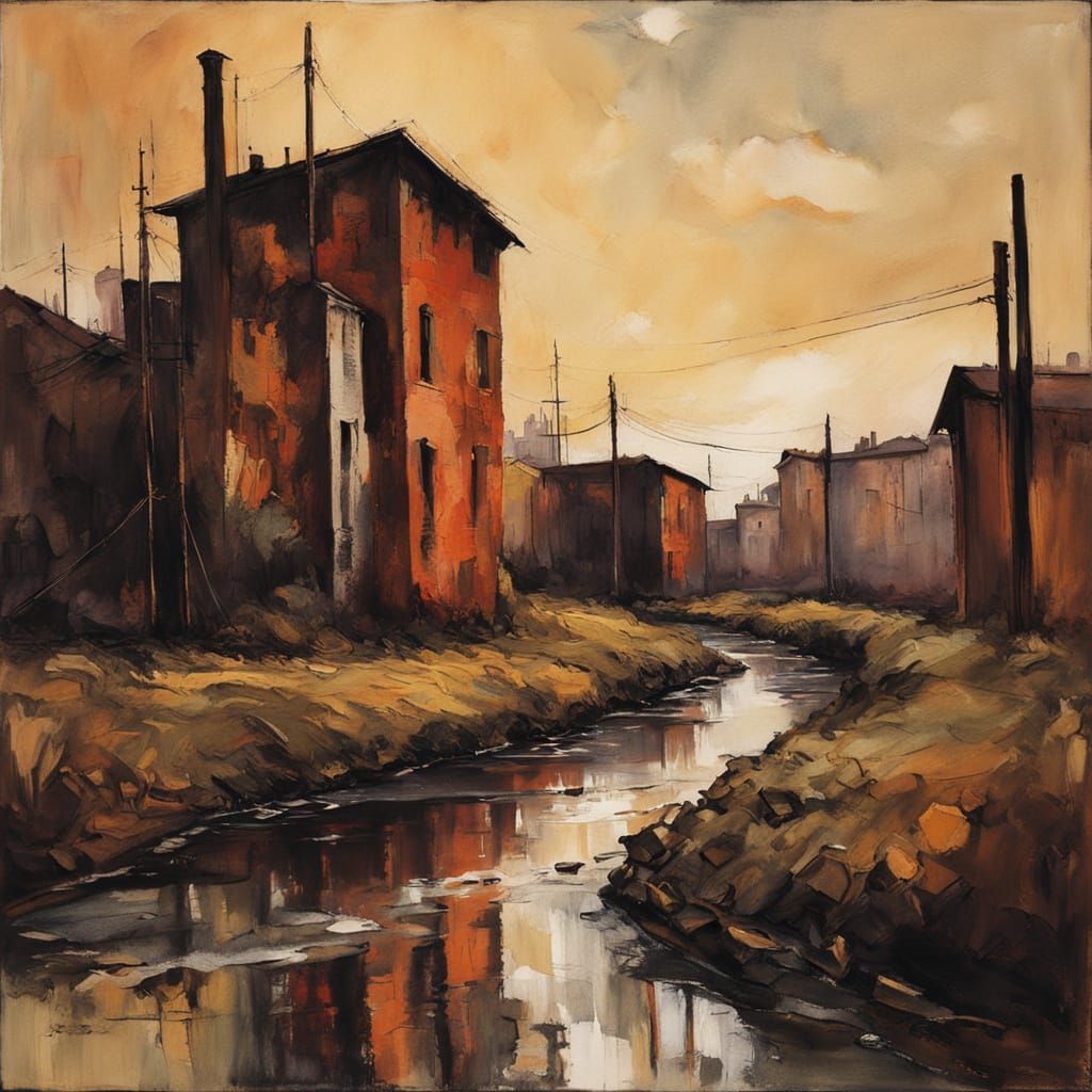Fauvist Industrial Landscape at Dusk