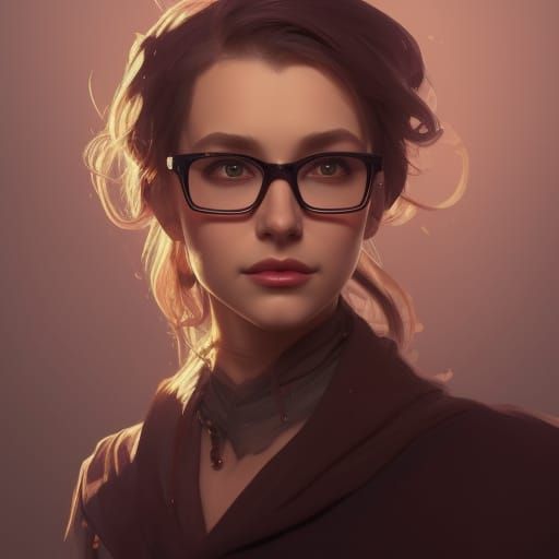 Detailed Portrait of Librarian in Digital Art Style