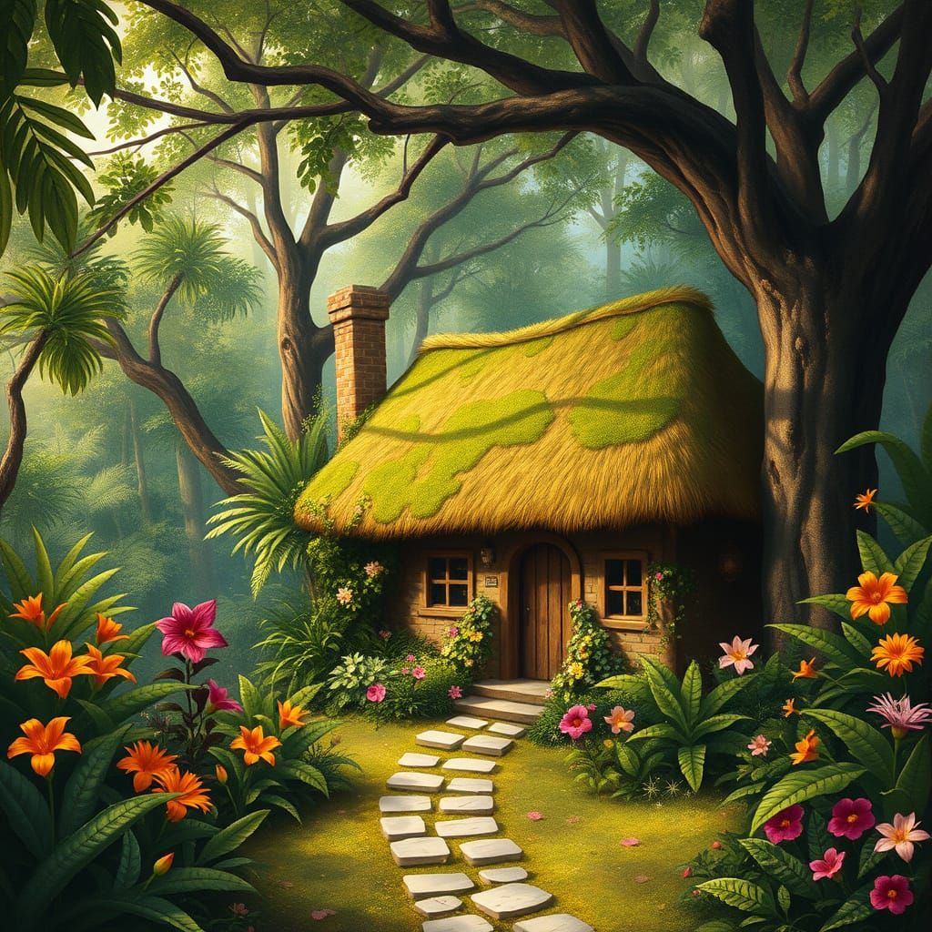 Exotic Jungle Cottage in Naive Style