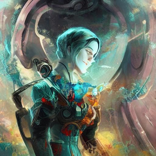 Cyberpunk Geisha Android Repair Portrait