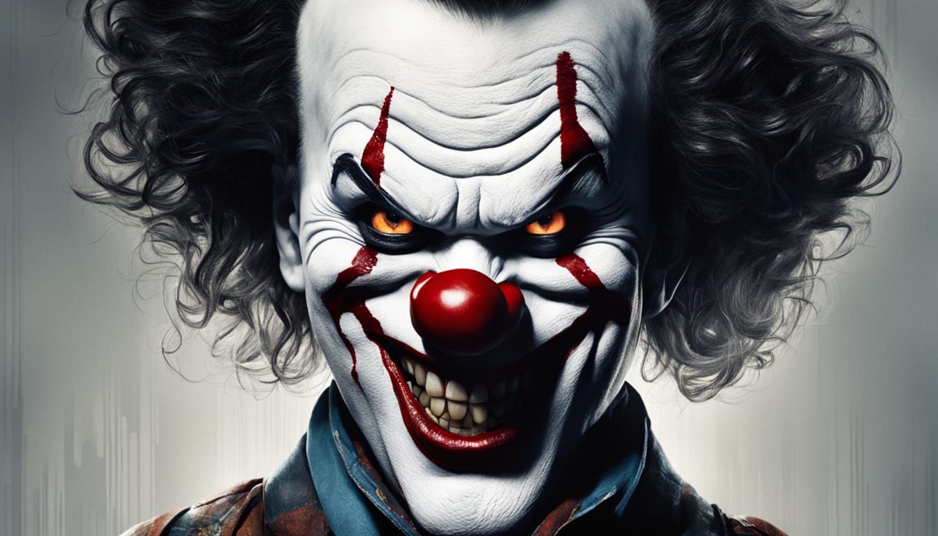 Menacing Clown Portrait in Dark, High-Contrast Lighting