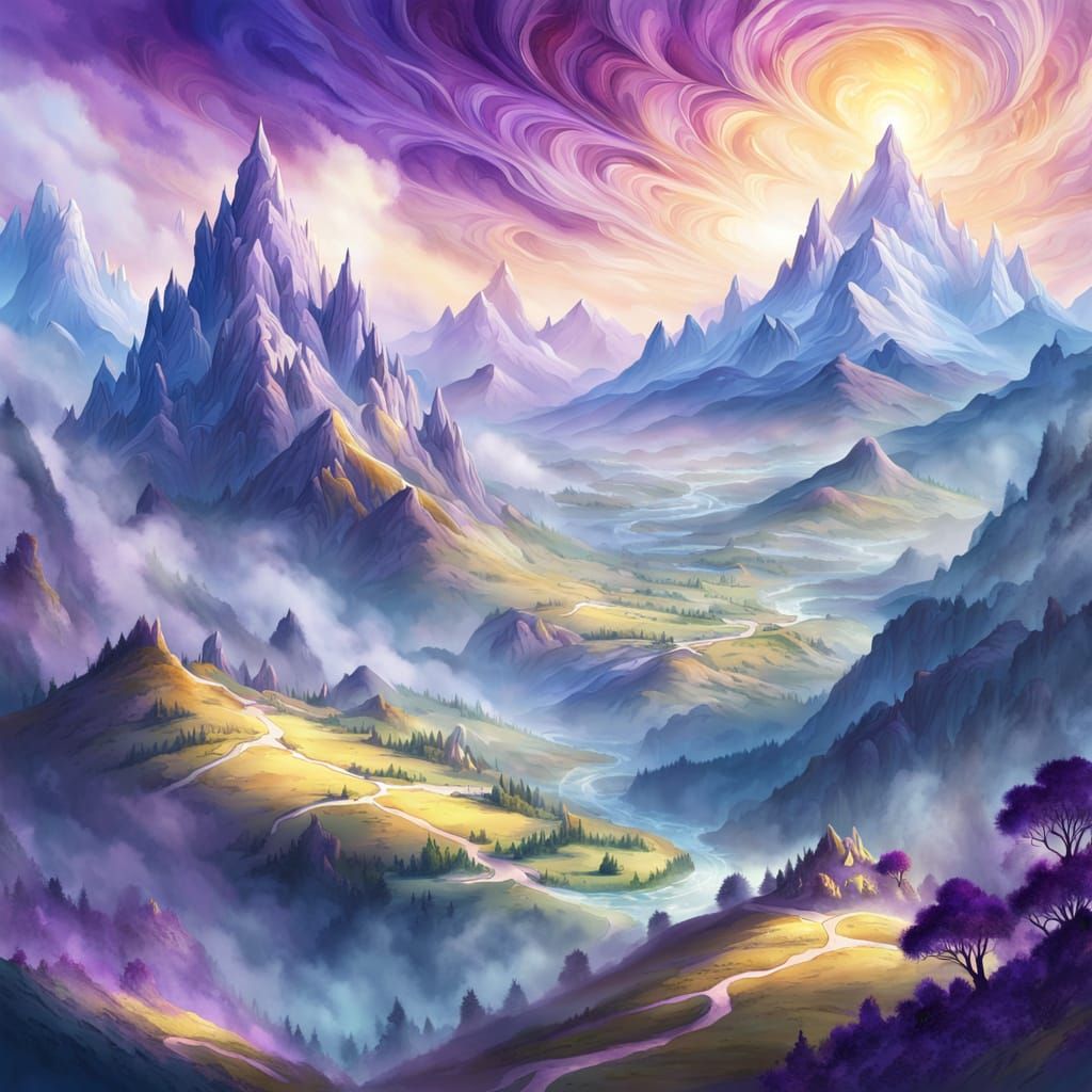 Mystical Realm: A Fantasy Map in Watercolor