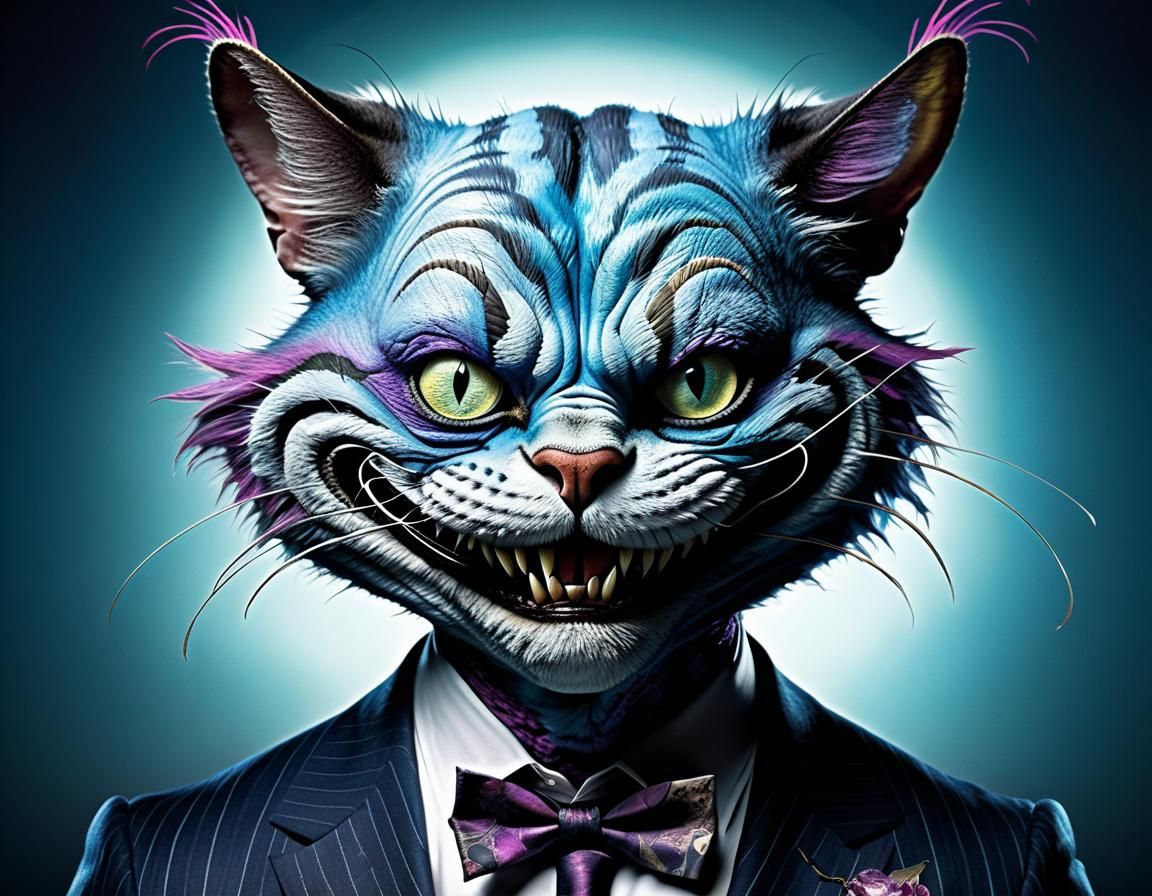 Mr. Bean as Cheshire Cat in Dark Fantasy Style