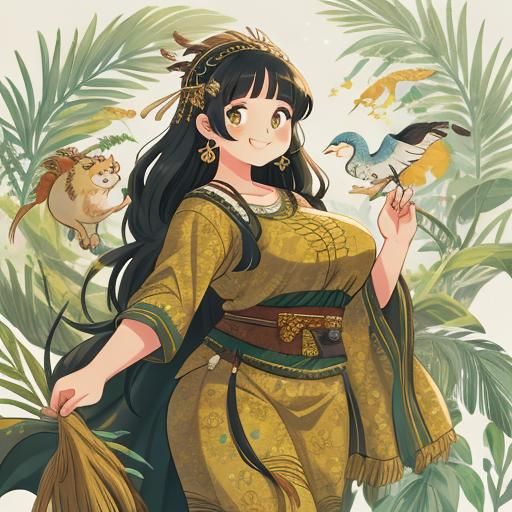 Attractive Prehistoric Woman with Elaborate Details