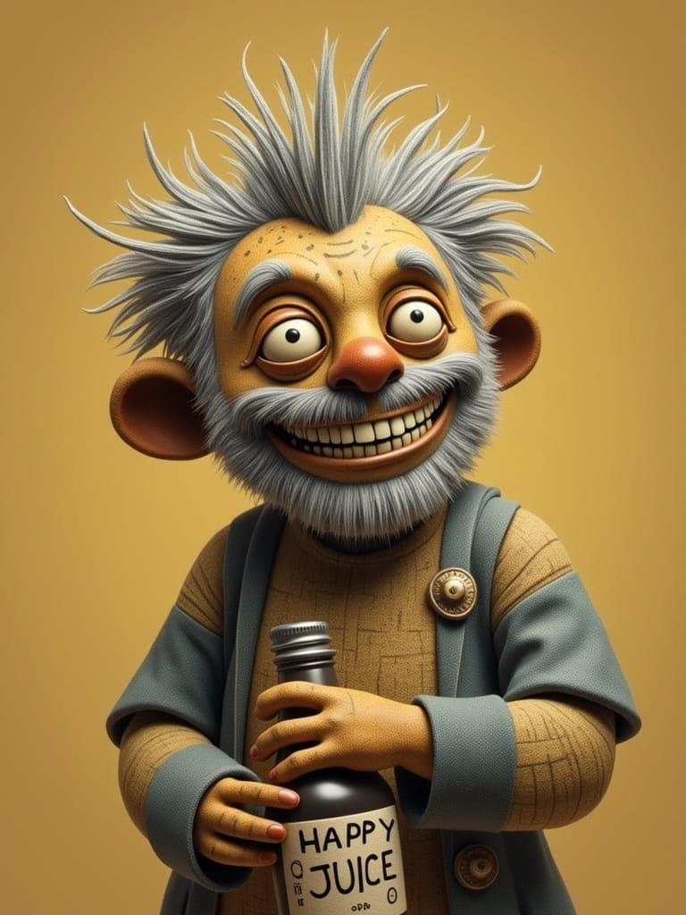 Whimsical DUBUFFET-Inspired Bob Sips Happy Juice