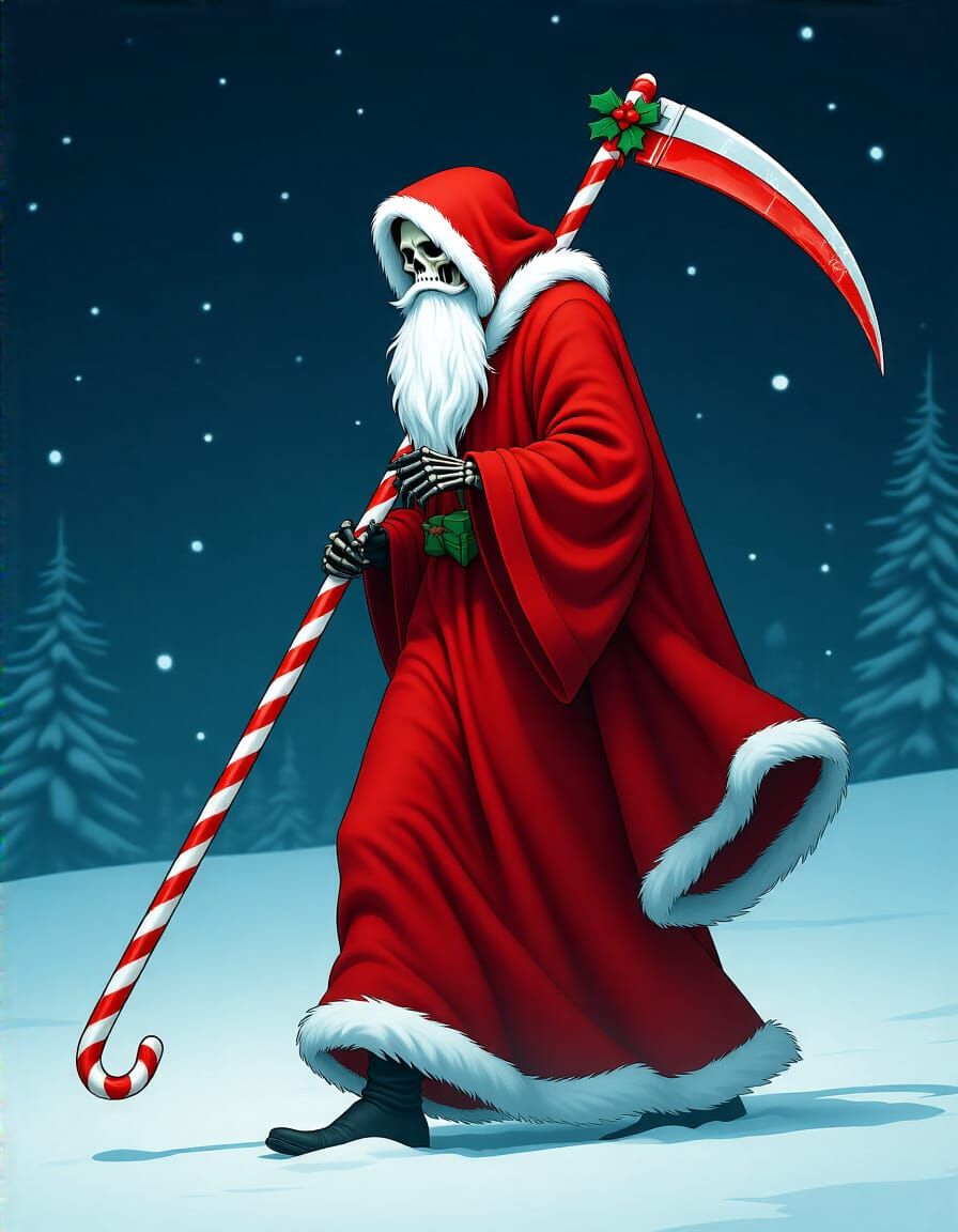 Festive Crimson Reaper Delivering Gifts