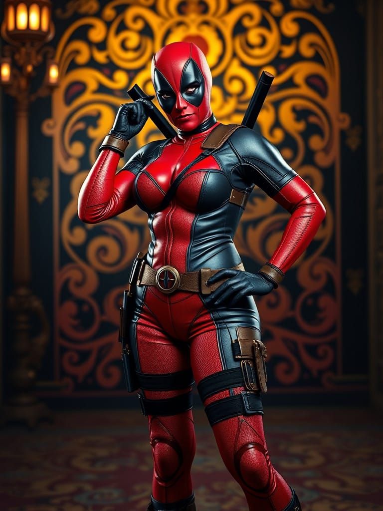 Gustav Klimt-Inspired Deadpool in Opulent Studio Lighting
