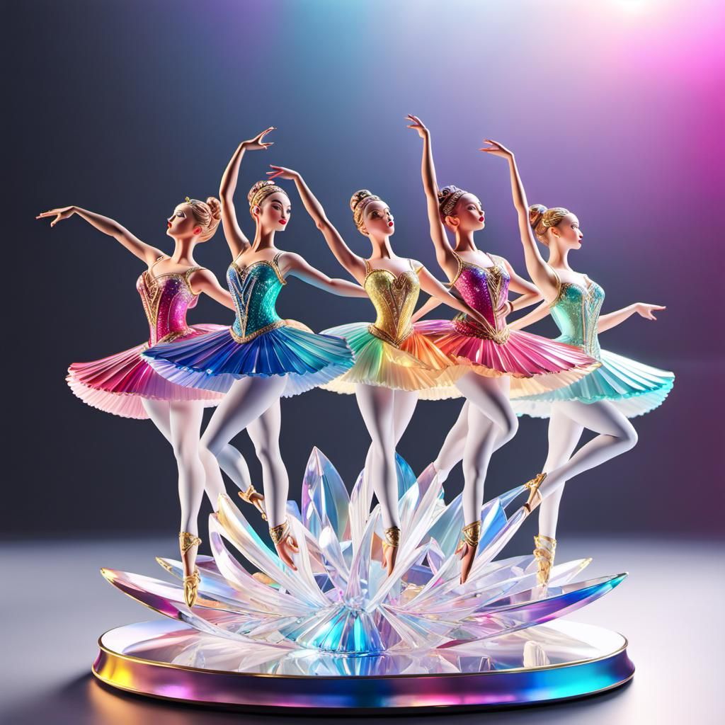Enameled Glass Ballerinas in Art Nouveau Style