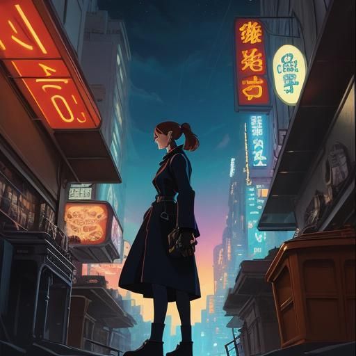 Coruscant Woman in Cel-Shaded Comic Art