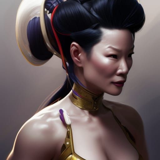 Lucy Liu as Chun-Li: Hyperdetailed Digital Portrait
