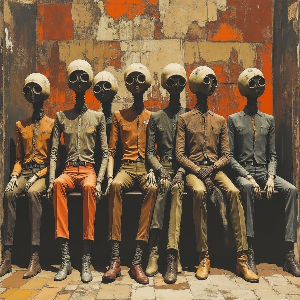 Horrific Wooden-Faced Oligarch Puppets in a Bleak Pastel Hel...