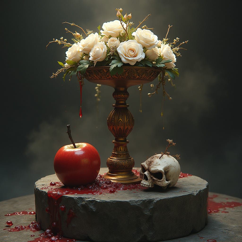 Ancient Balanza Surrounded by Roses and Foreboding, with a G...