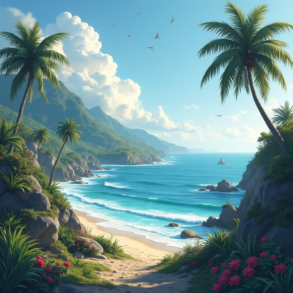 Serene Ocean Coastline at Sunset