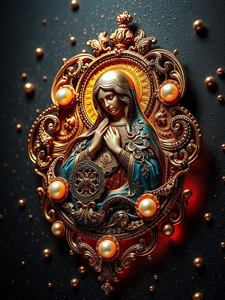 Fractal Brooch Concept Art in Triadic Colors with Volumetric...