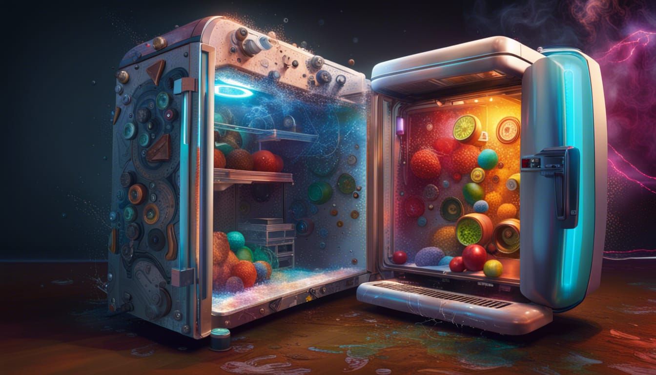 Refrigerator Time Machine: Hyperrealistic Concept Art
