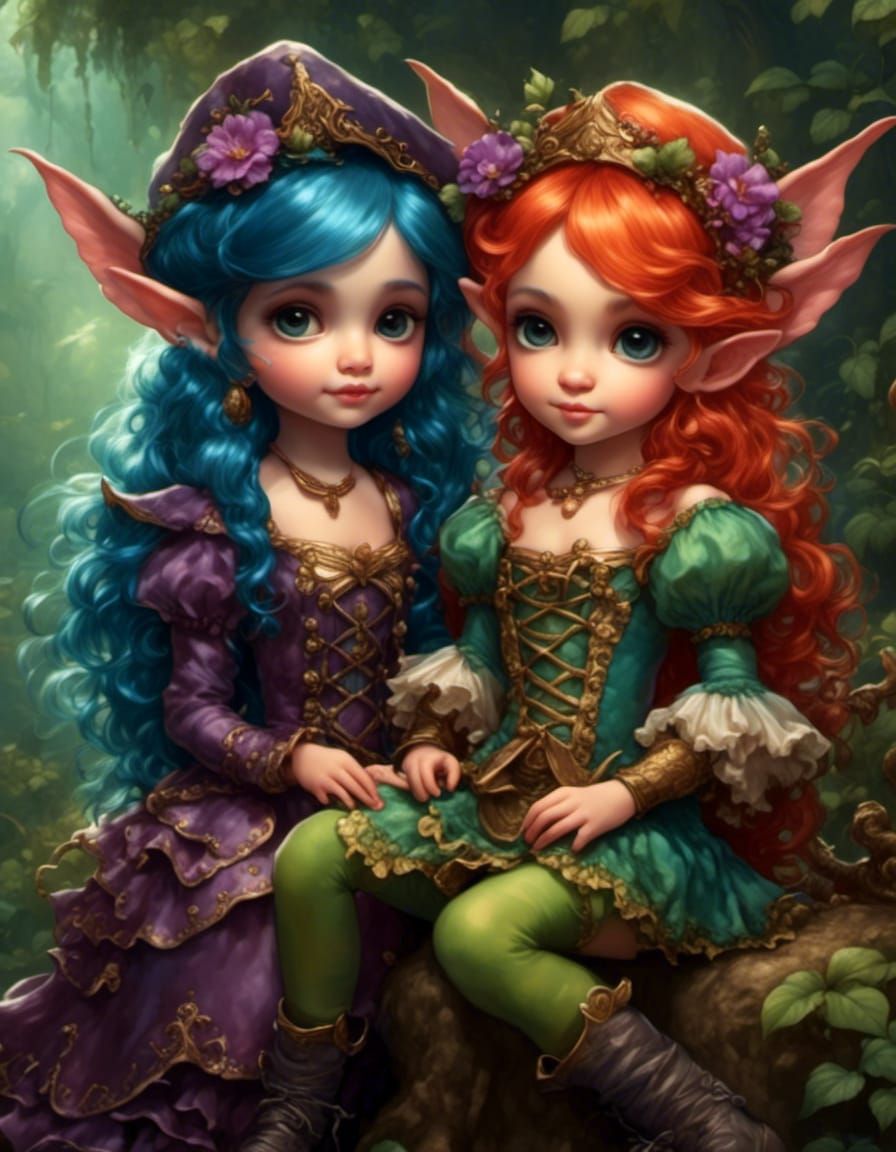Faerie Elf Pirate Sisters: FizzyElf and Helix