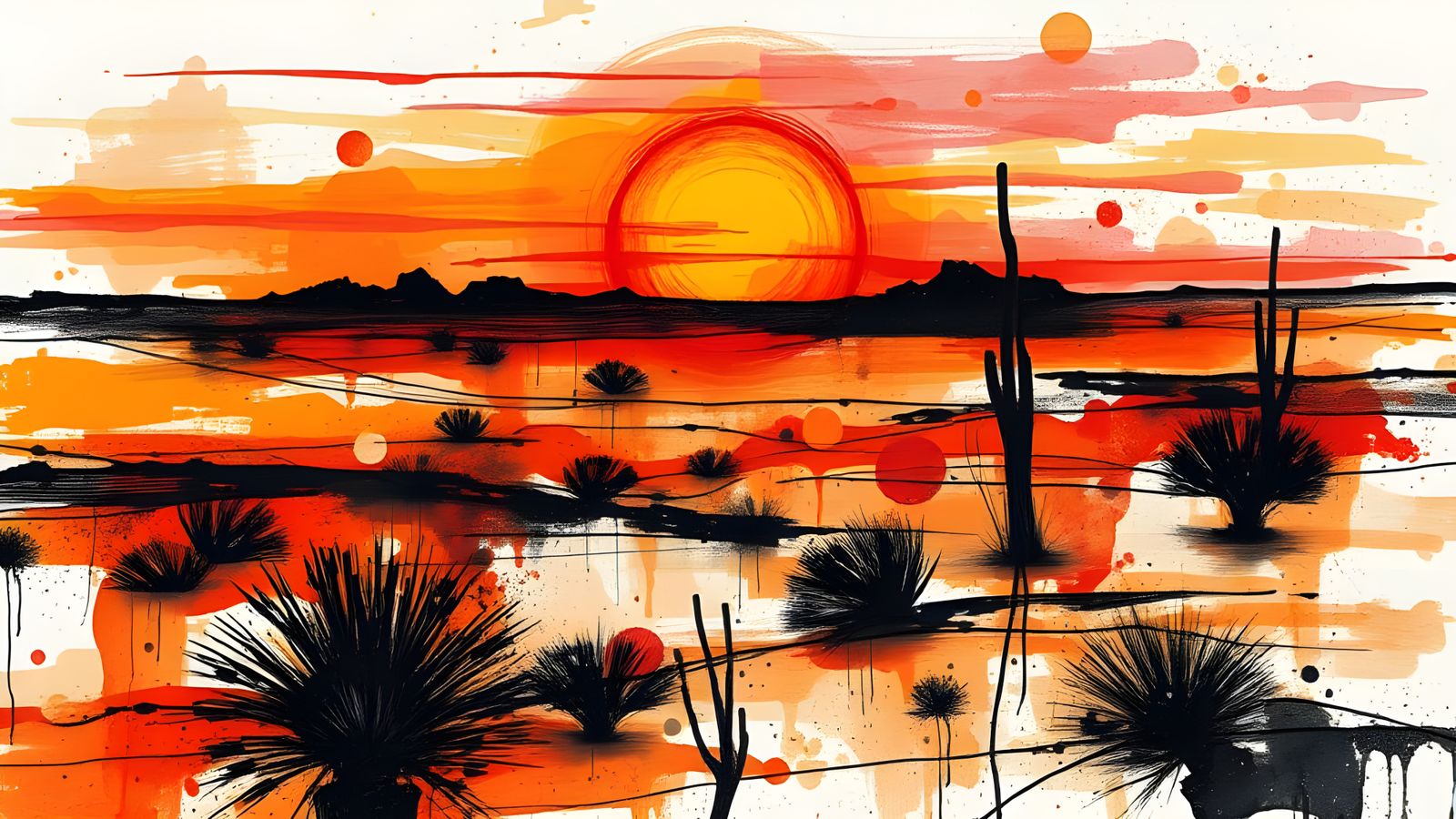 Abstract Desert Sunset: Mixed-Media Illustration