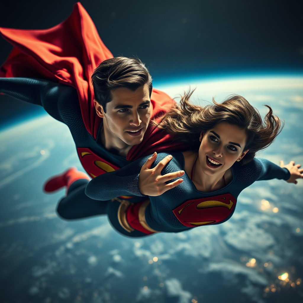 Superman and Lois Lane: Hyperrealistic Space Flight