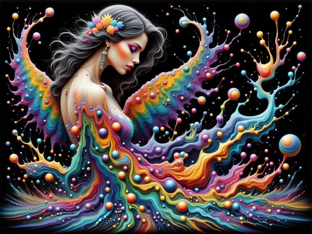 Winged Beauty in Fluid Artistic Harmony