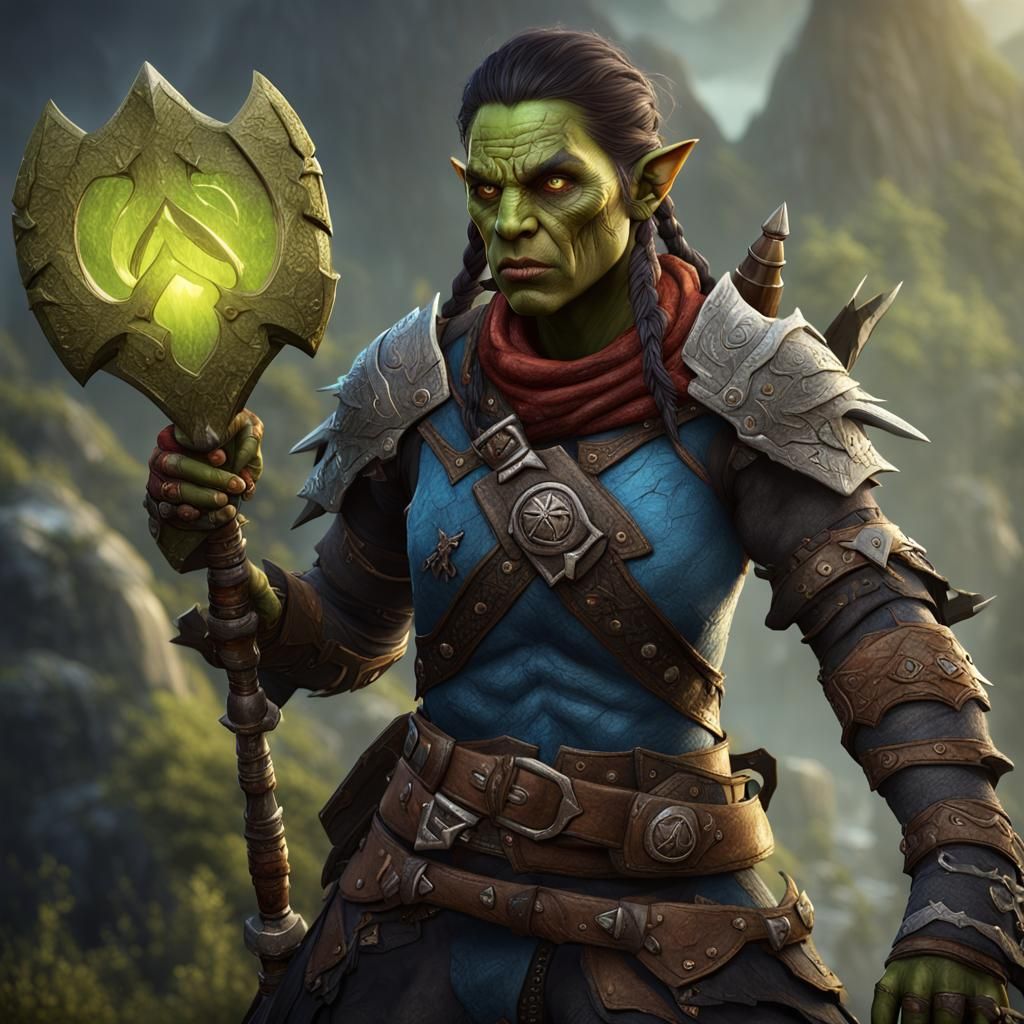 Half-Orc Ranger in Fantasy Concept Art