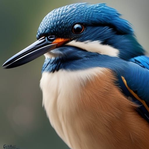 Detailed Kingfisher Portrait in Splash Art Style