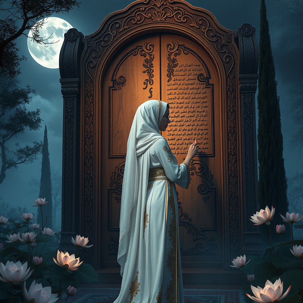 Mystical Persian Garden: Woman Writes Poetry