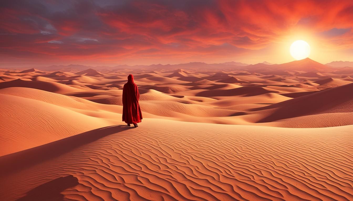 Psychedelic Desert Nomad at Sunset