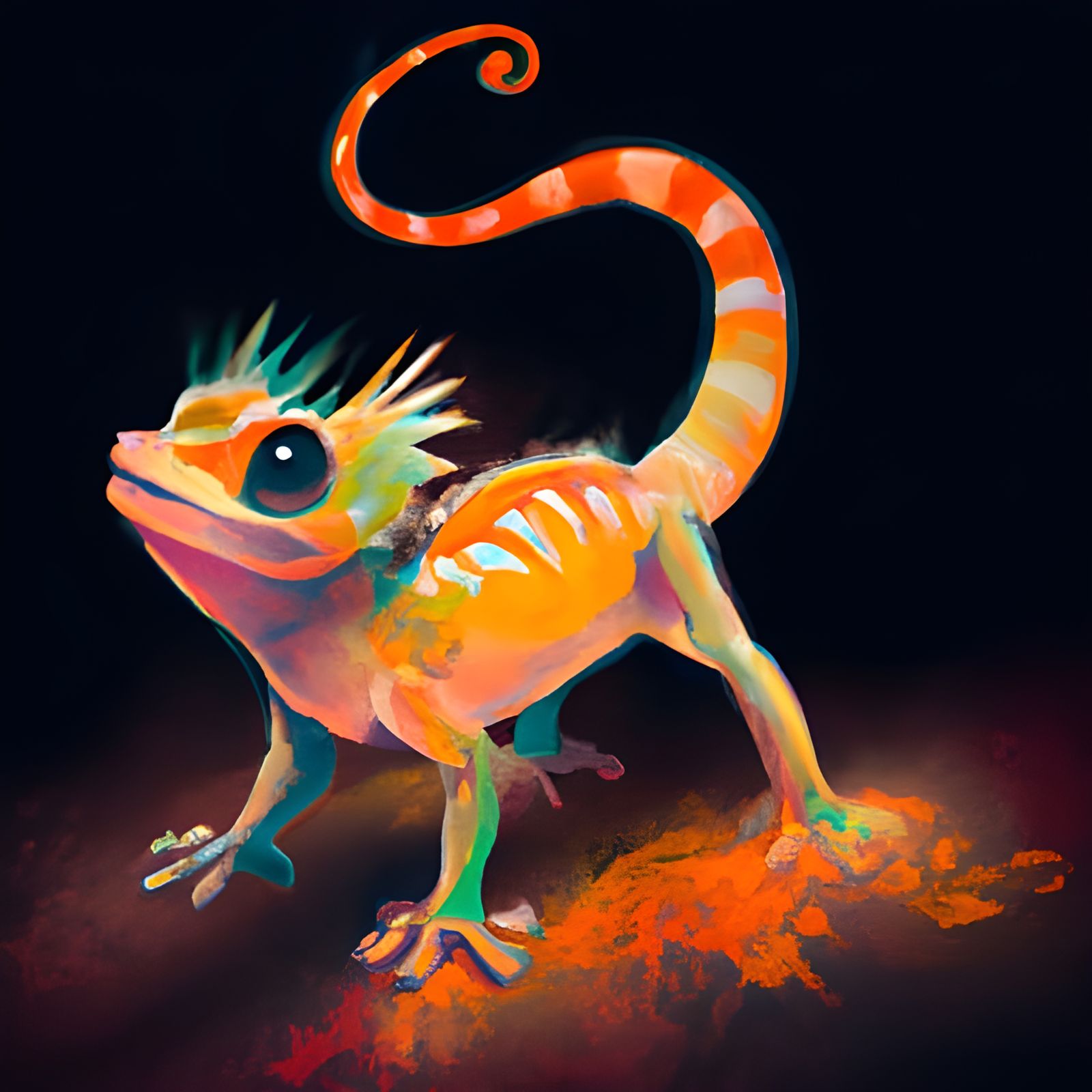 Chibi Lizard Portrait with Dynamic Lighting