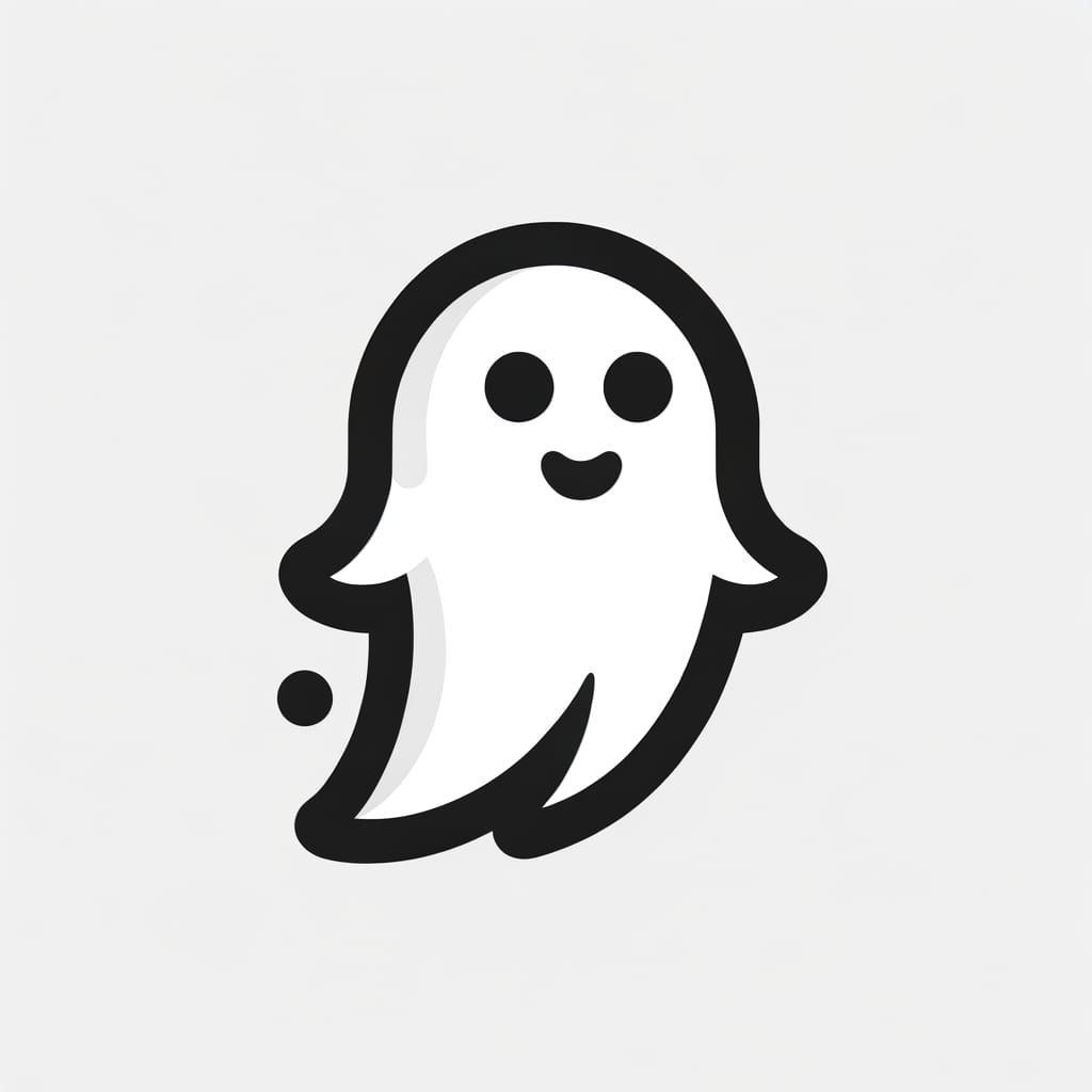 Monochrome Vector Logo of a Playful Ghost