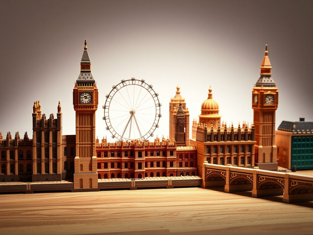 London Skyline Built from Wooden Toy Bricks