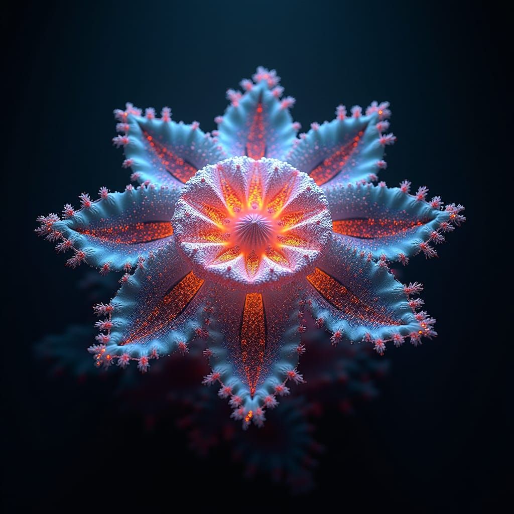 Bioluminescent Deepsea Fractal in Psychedelic Futurism