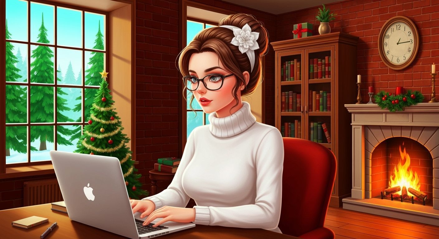 Cozy Victorian Study Scene with Lady Working