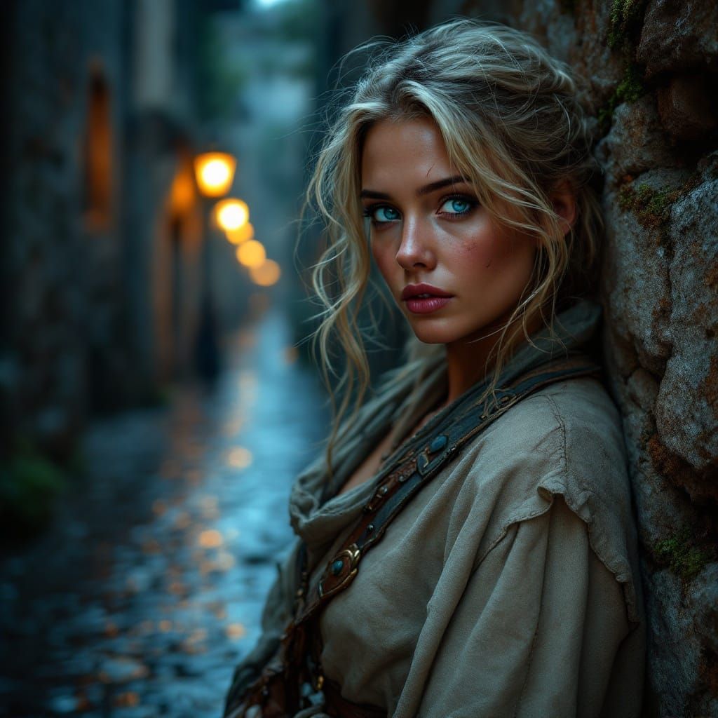 Medieval Maiden in Dusk Alley