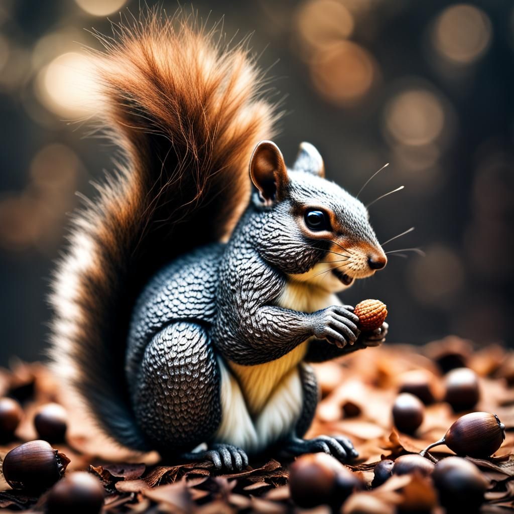 Sparkling Squirrel Artist with Acorn Necklace