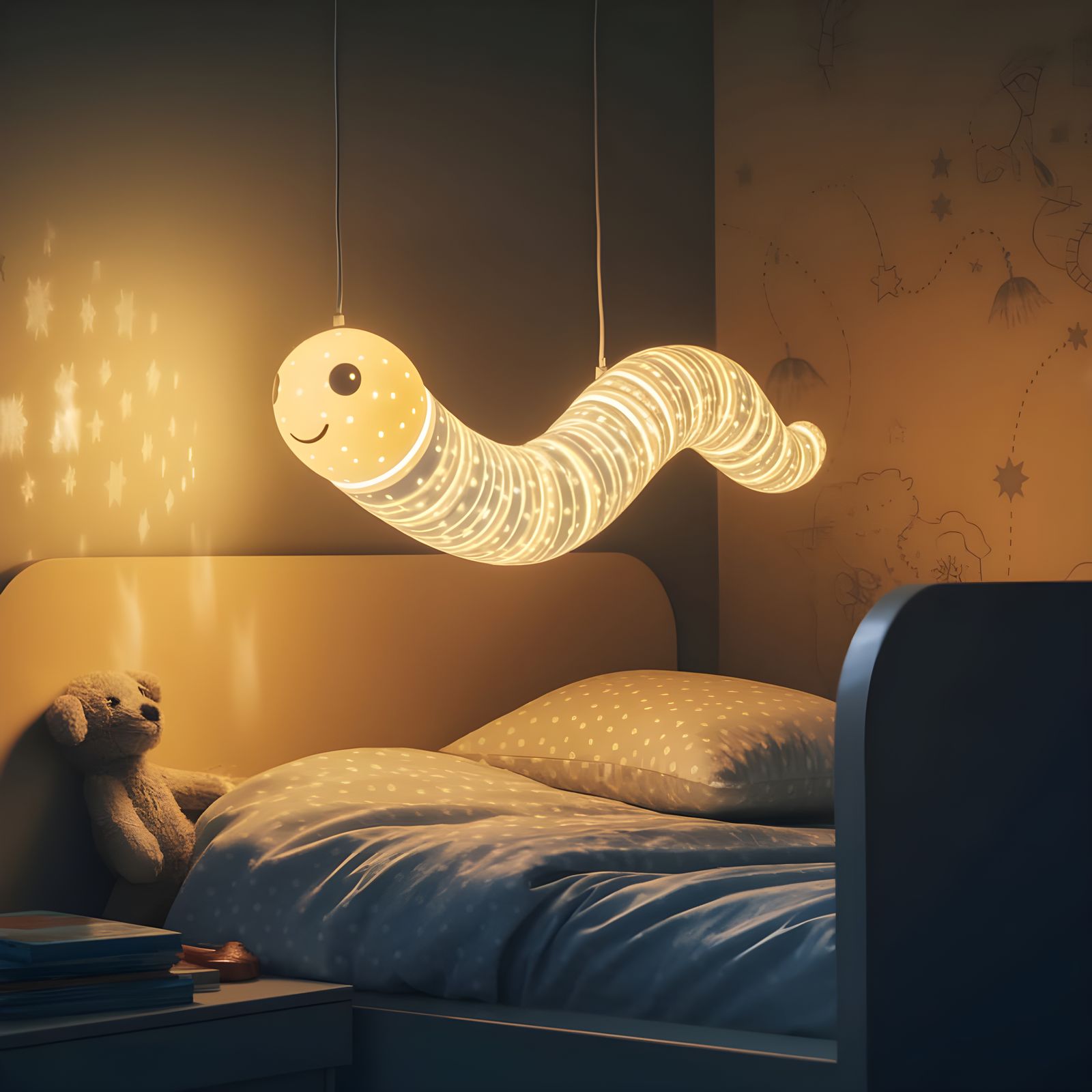 Whimsical Toddler Bedroom Night Scene