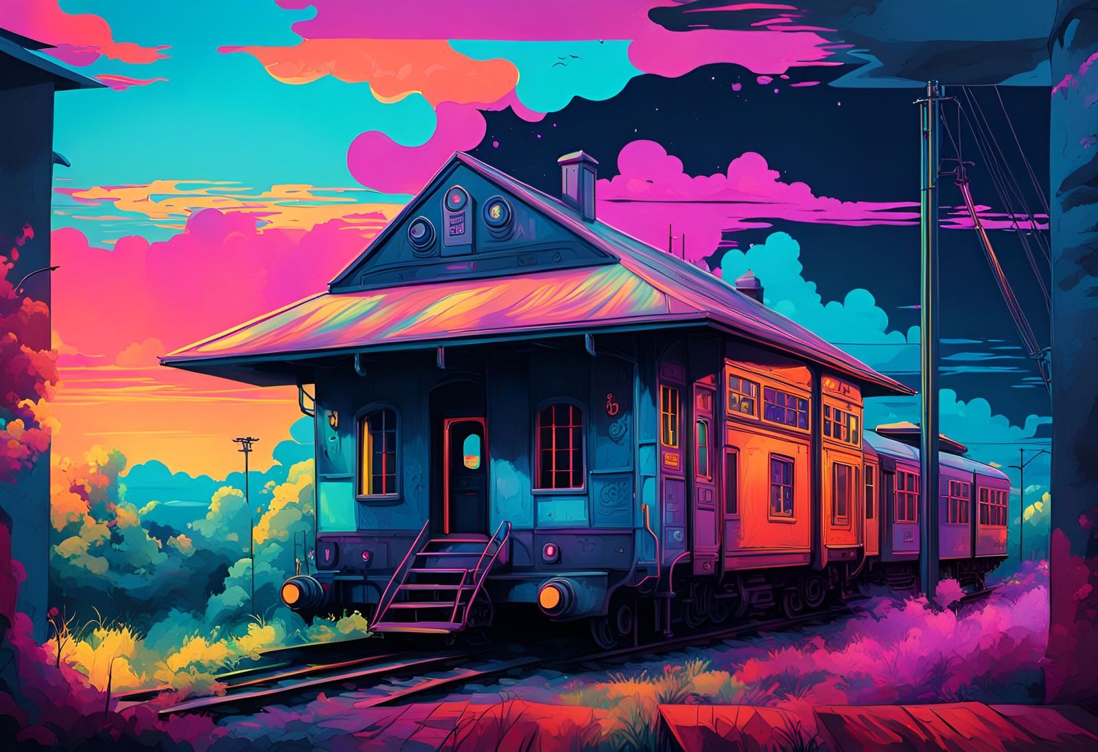 Psychedelic Fantasy Castle in Hyperrealistic Splash Art
