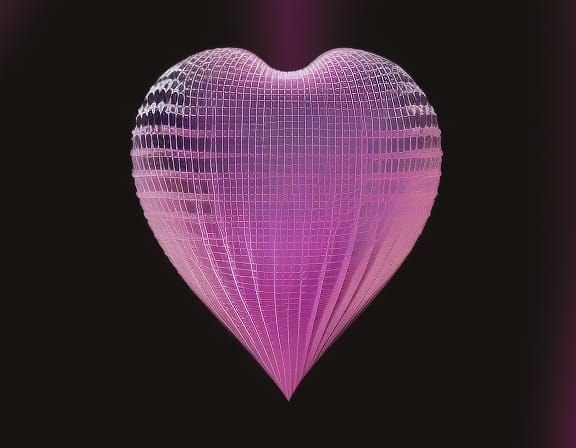 Abstract Purple Background with Glitter Pink Hearts