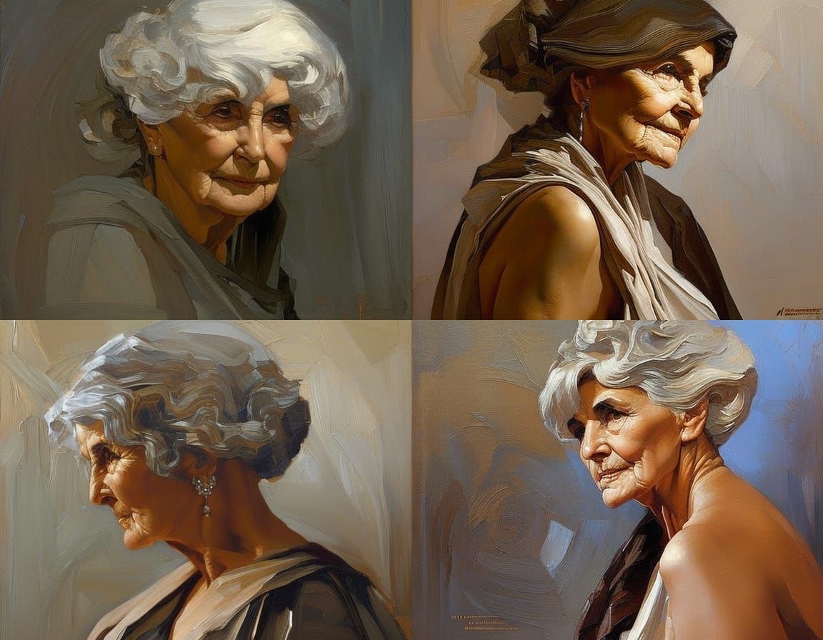 Wise Woman Portrait in Impressionistic Realism