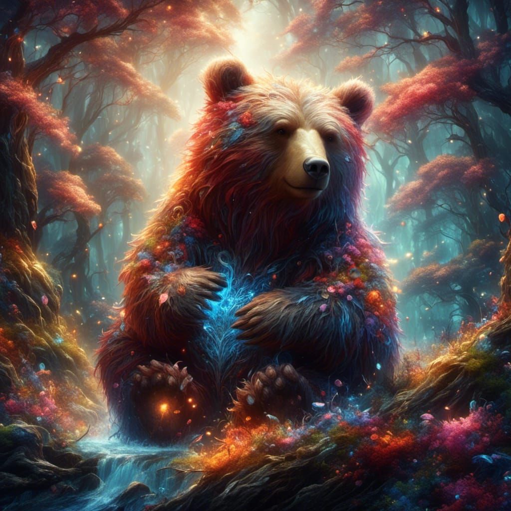 Glowing Aura Bear in Fantasy Style