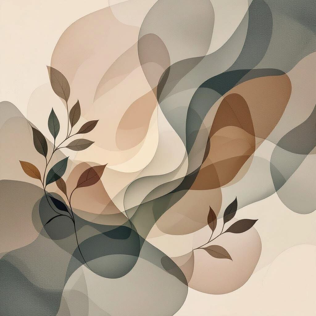 Abstract Digital Art Swirling Shapes in Earth Tones